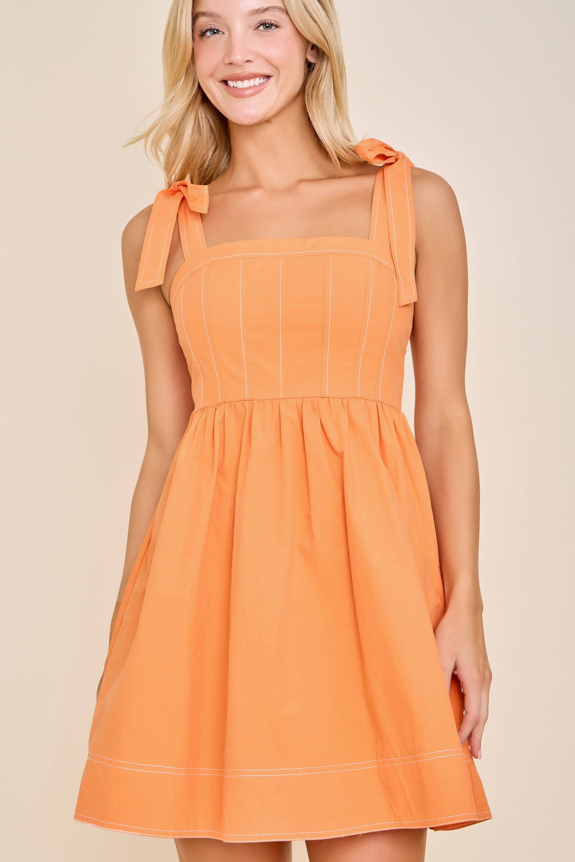 Amanda Tie Strap Babydoll Dress – Spring to Game Day Poplin Charm