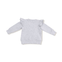 Varsity - Light Grey - Ruffle Sweatshirt with Love Patch