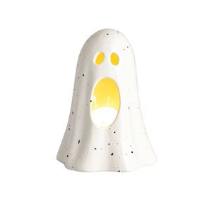 Ghost-shaped night light with yellow interior on a white background
