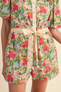 Brianna - Bubble Sleeve Floral Print Romper