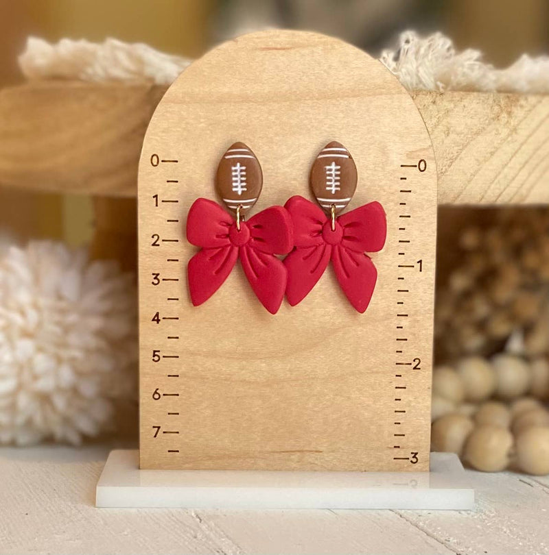 Football & Bow Earrings   