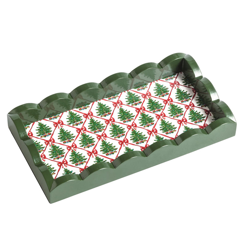Mud Pie trees lacquered wood scallop trinket tray