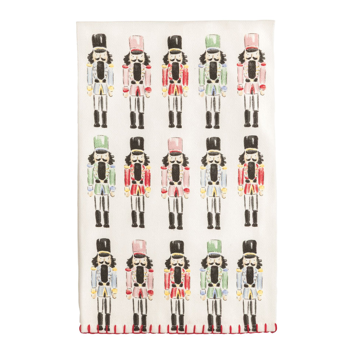 Mud Pie cotton kitchen towel with repeating nutcracker print