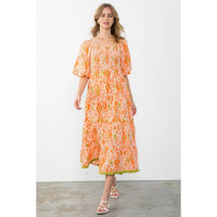 Hyacinth- Puff Sleeve Tierred Maxi Dress