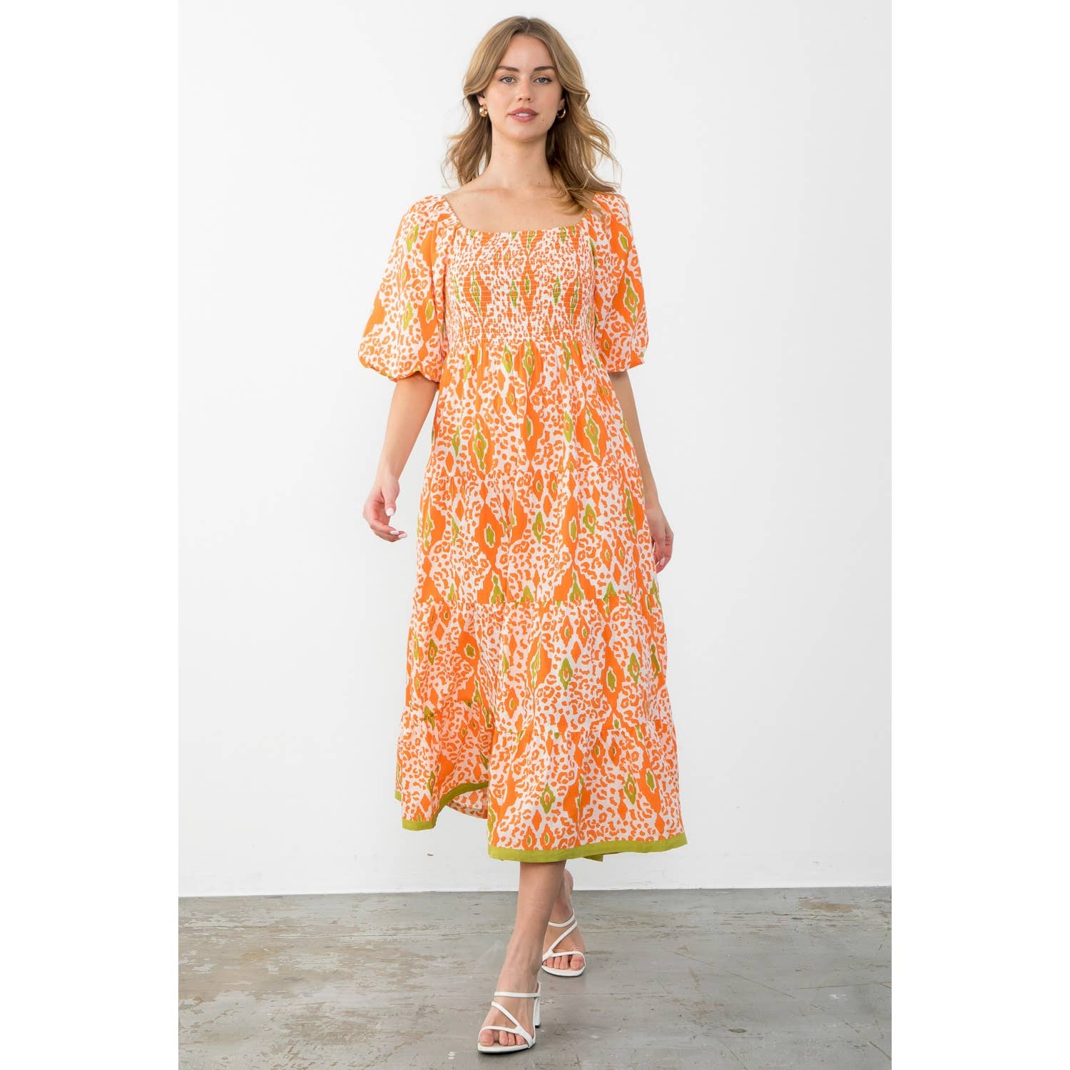 Hyacinth- Puff Sleeve Tierred Maxi Dress