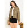 Daphnie-Beige Leopard Print Button Up Jacket with Long Sleeves