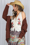 Frances-Patch Pocket Textured Crochet Knitted Cardigan