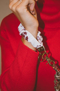 Maroon Floral Keychain