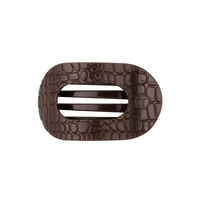 Brown Crocodile | Medium | Flat Round Hair Clip