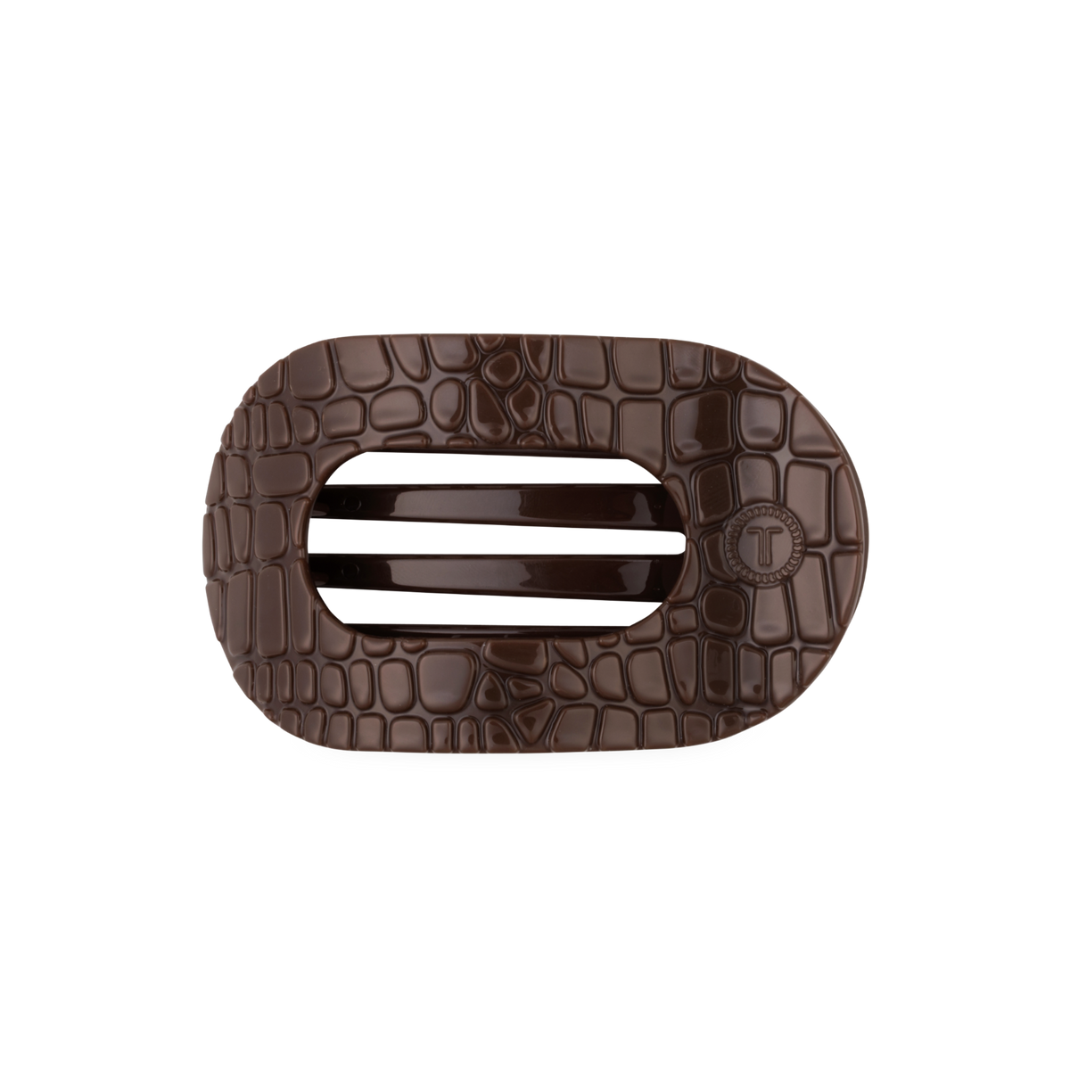 Brown Crocodile | Medium | Flat Round Hair Clip