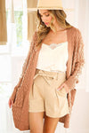 Frances-Patch Pocket Textured Crochet Knitted Cardigan