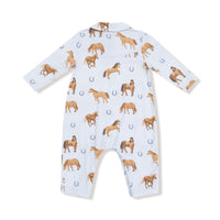 Horses - Blue - Long Sleeve Cowboy Romper
