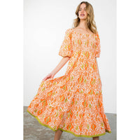 Hyacinth- Puff Sleeve Tierred Maxi Dress