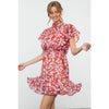 Rowena-Flutter Sleeve Print Dress
