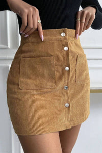 High Waist Corduroy Mini Skirt