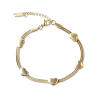 Gold Chain Bracelet - Herringbone Heart, Gilded Collection