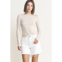 White High-rise Distressed Frayed Hem Shorts