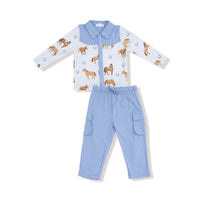 Horses - Blue - Cowboy Button Down and Pant