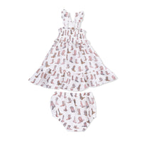 Cowgirl Boots - Smocked Ruffle Sundress & Bloomer