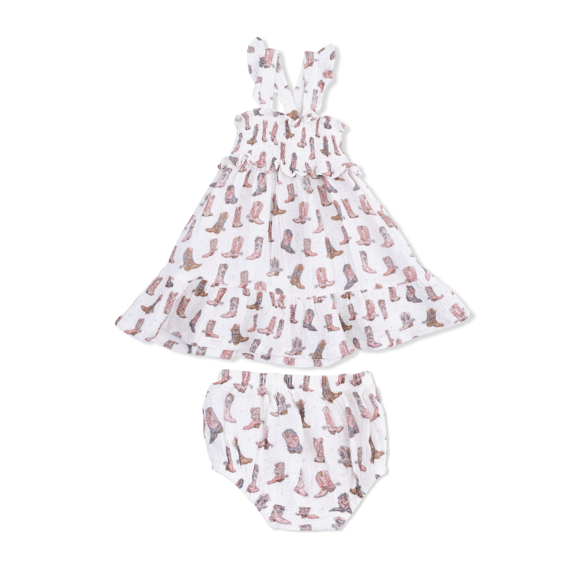 Cowgirl Boots - Smocked Ruffle Sundress & Bloomer