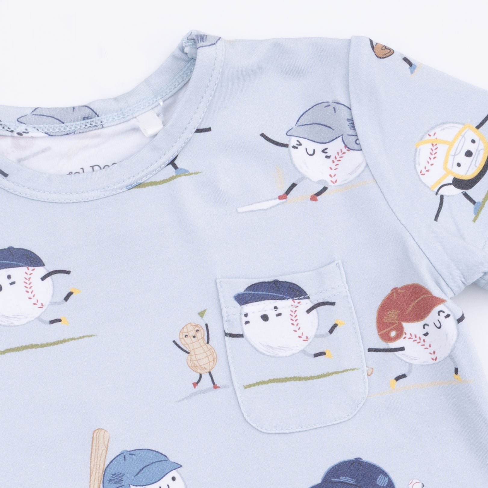 Baseballs Playing Baseball - Crew Neck Tee with Casual Short