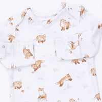 Little Explorer Fox - Lap Shoulder Gown and Knotted Hat