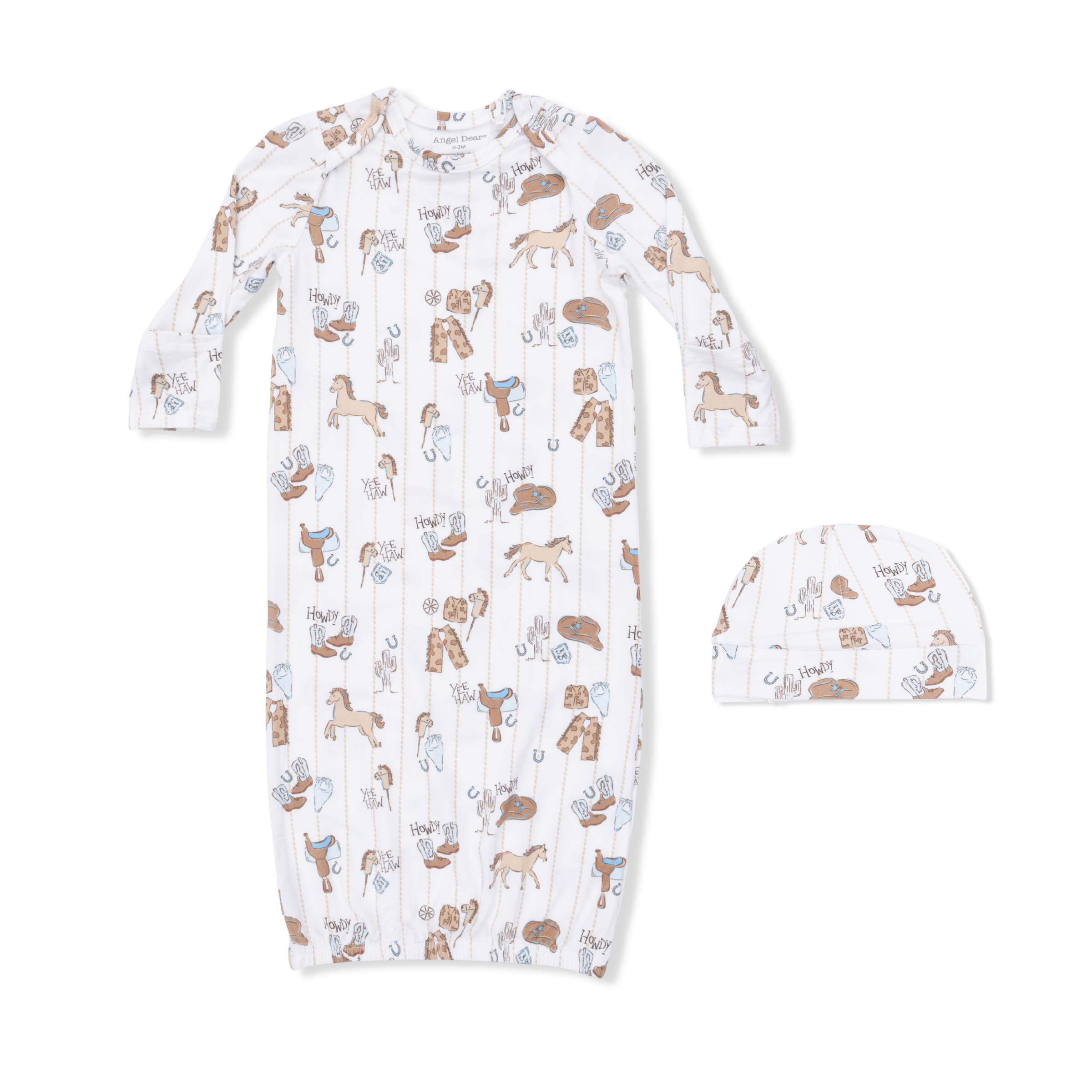 Cowboy Nursery - Lap Shoulder Gown & Beanie Hat