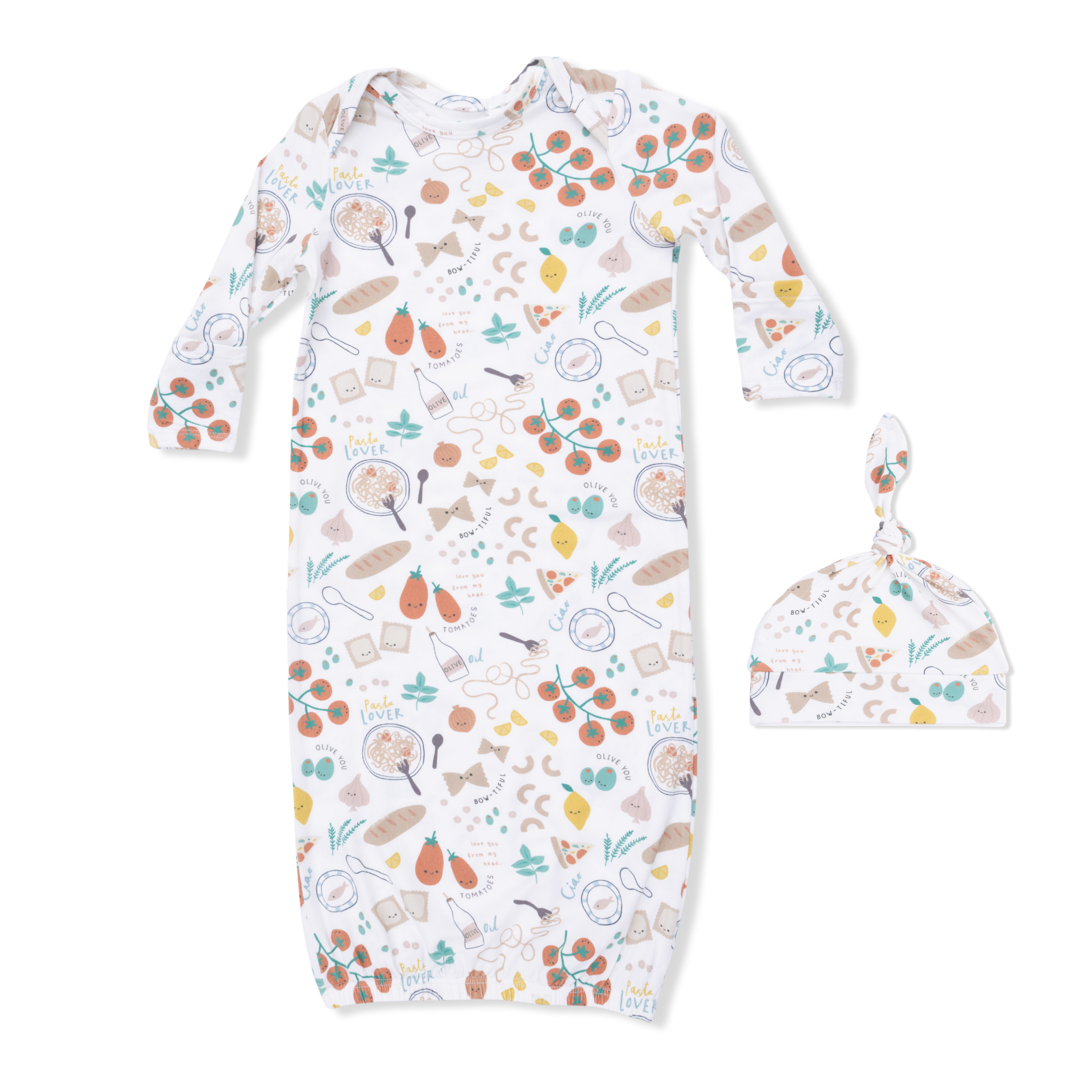 Pasta Lovers - Lap Shoulder Gown & Knotted Hat
