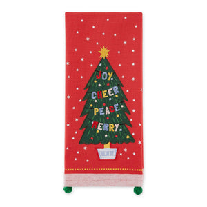 Christmas Wishes Tree Embellished Tea Towel