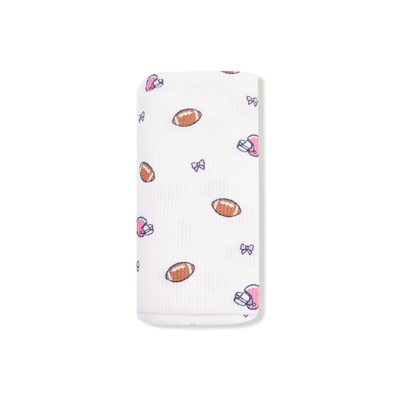 Footballs and Bows - Swaddle Blanket