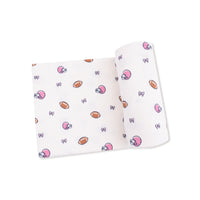 Footballs and Bows - Swaddle Blanket