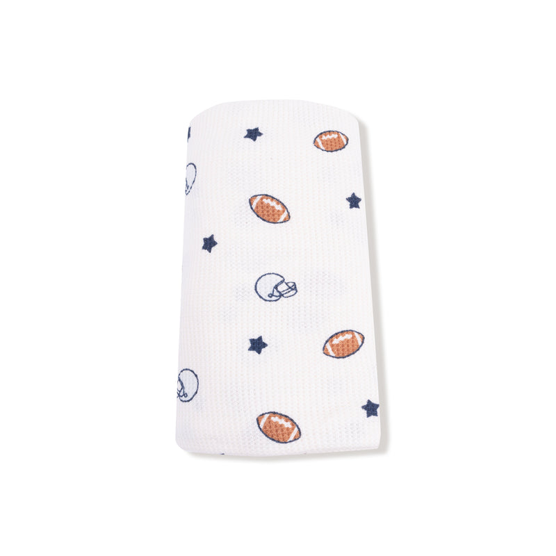 Footballs and Stars - Swaddle Blanket