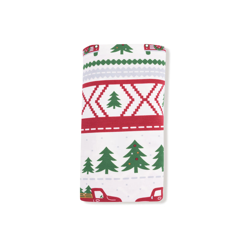 Red Truck Fair Isle - Swaddle Blanket
