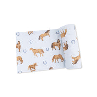 Horses - Blue - Swaddle Blanket