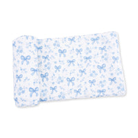 Blue Bows and Flowers - Swaddle Blanket
