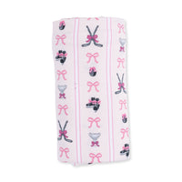Megan's Bowtiful Hockey Stripe - Swaddle Blanket
