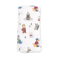 Winter Sports Dogs Green - Swaddle Blanket