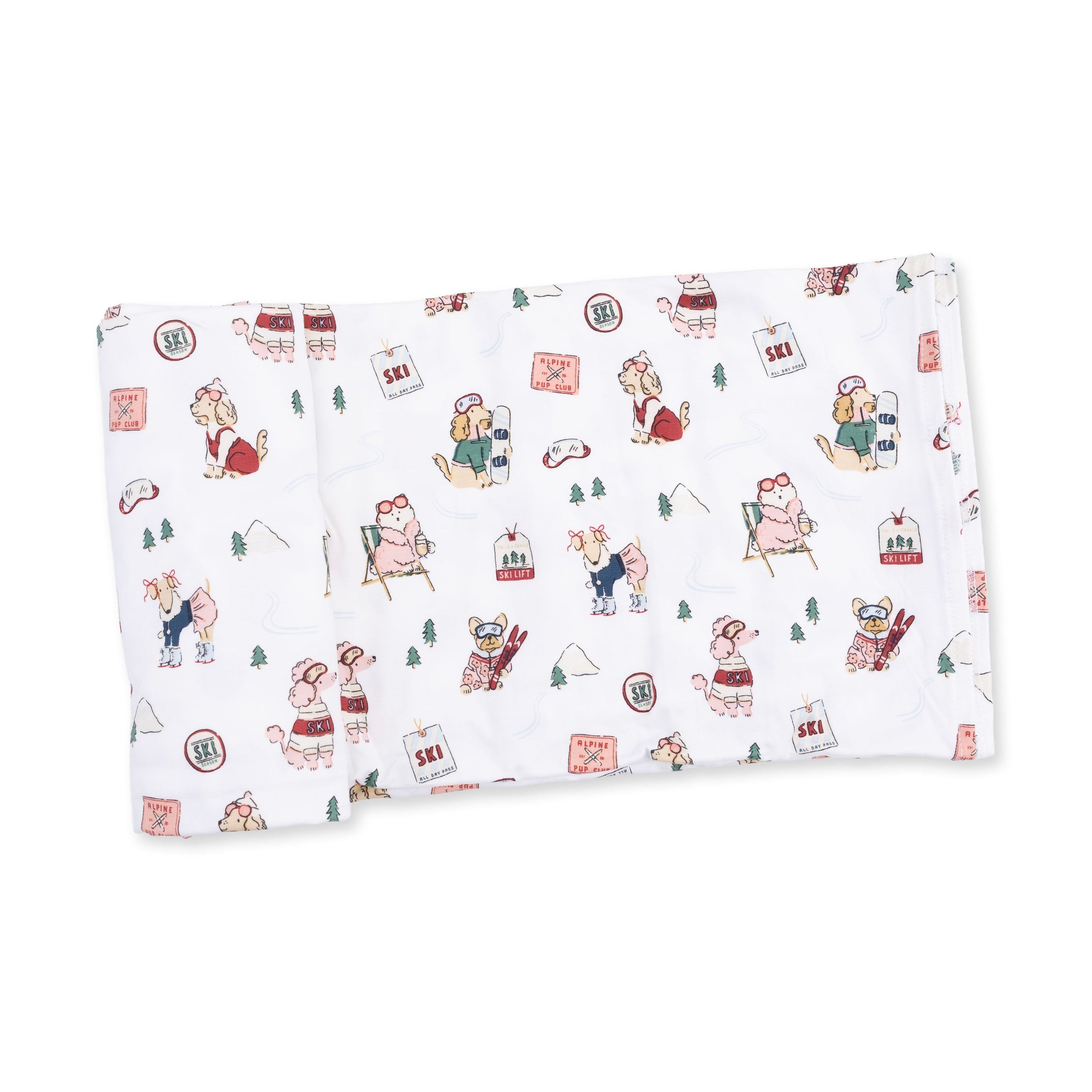 Winter Sports Dogs Pink - Swaddle Blanket