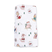 Winter Sports Dogs Pink - Swaddle Blanket