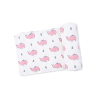 Bubbly Whale with Bow  Pink - Swaddle Blanket