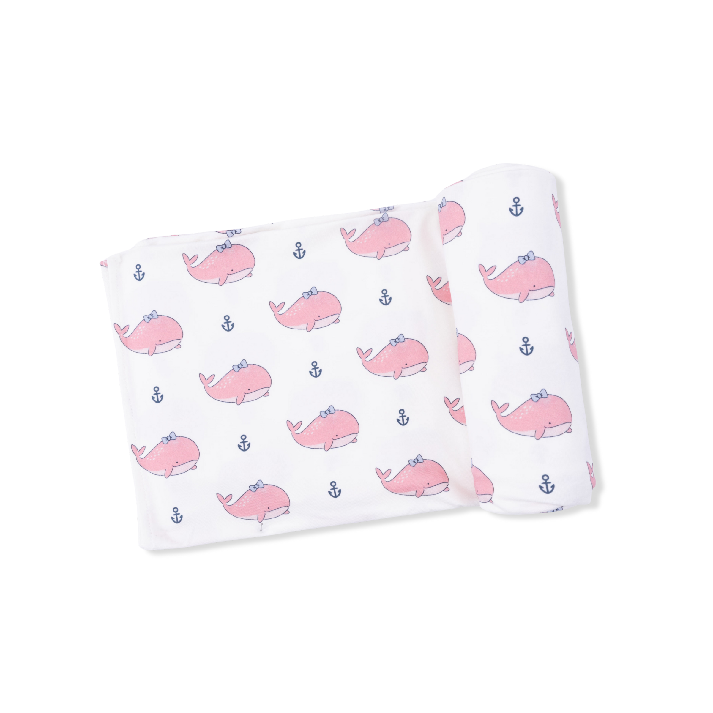 Bubbly Whale with Bow  Pink - Swaddle Blanket