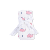 Bubbly Whale with Bow  Pink - Swaddle Blanket