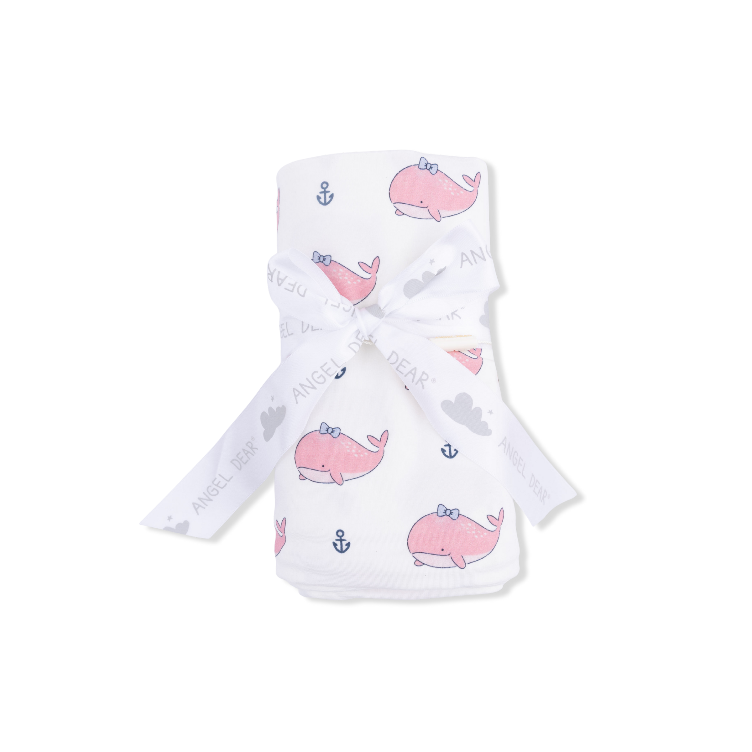 Bubbly Whale with Bow  Pink - Swaddle Blanket