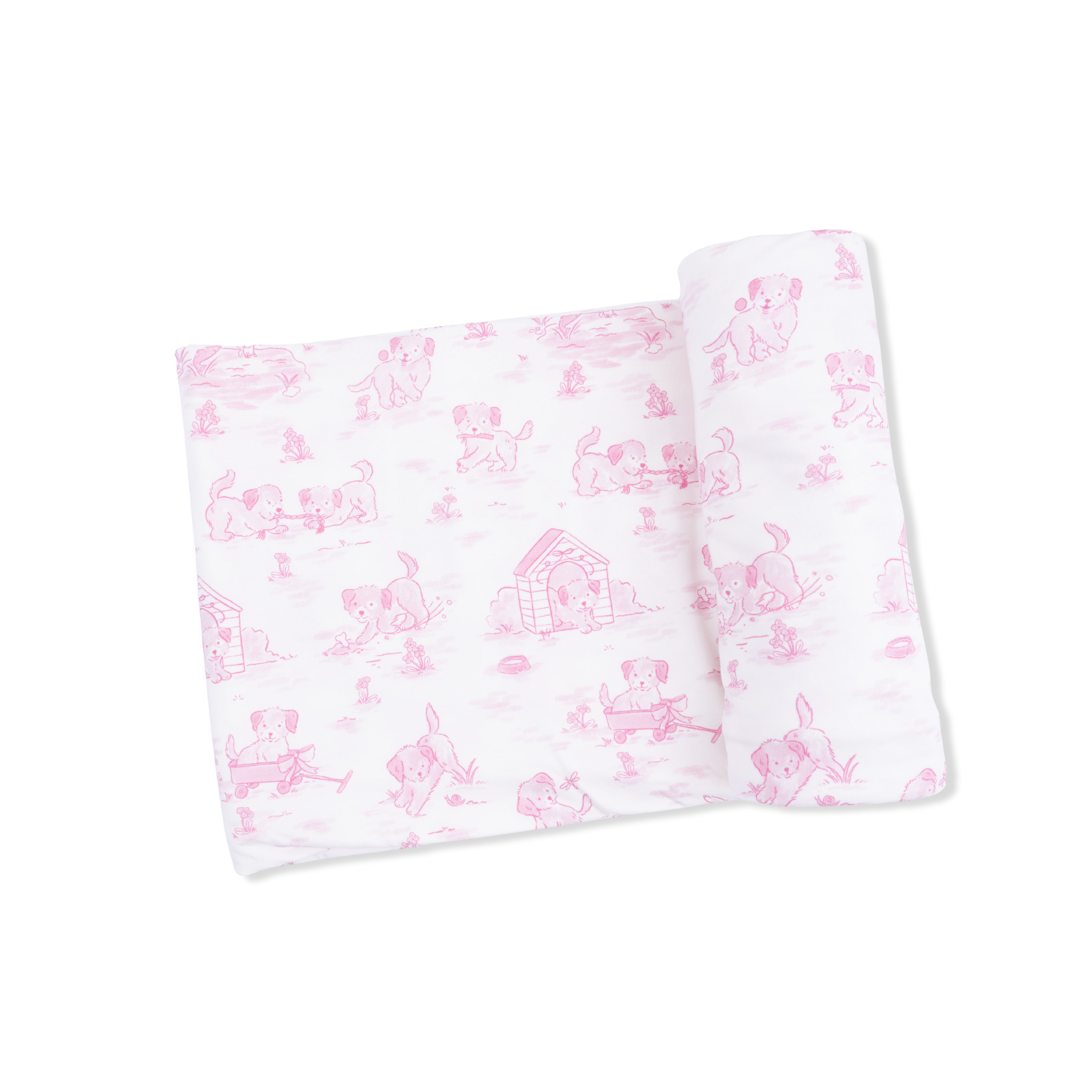 Puppy Toile Pink - Swaddle Blanket