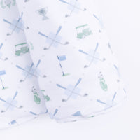 Golf Trellis Blue - 2 Way Zipper Footie & Swaddle Blanket