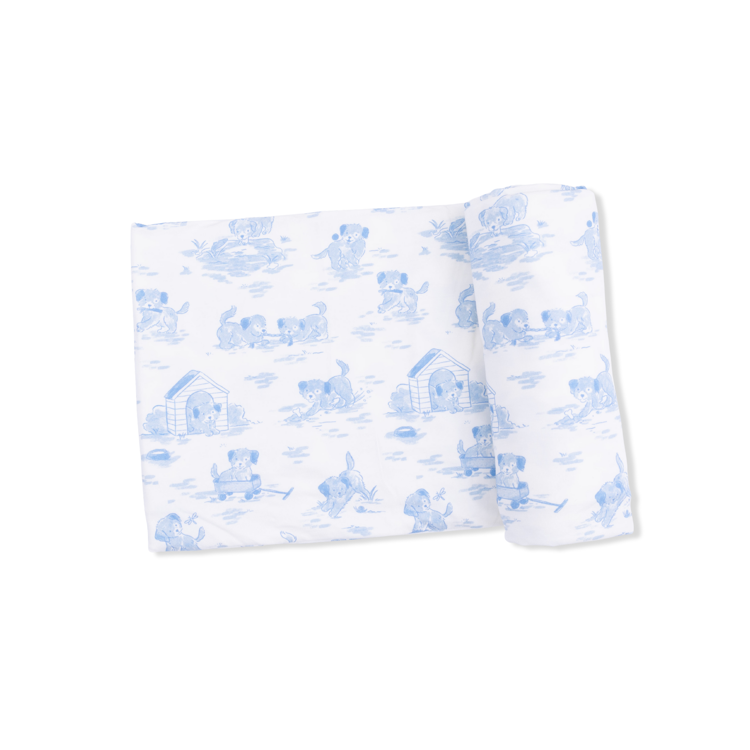 Puppy Toile Blue - Swaddle Blanket