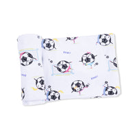 Soccer Balls Playing Soccer Pink - Swaddle Blanket