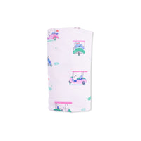 Vintage Golf Carts Pink - Swaddle Blanket