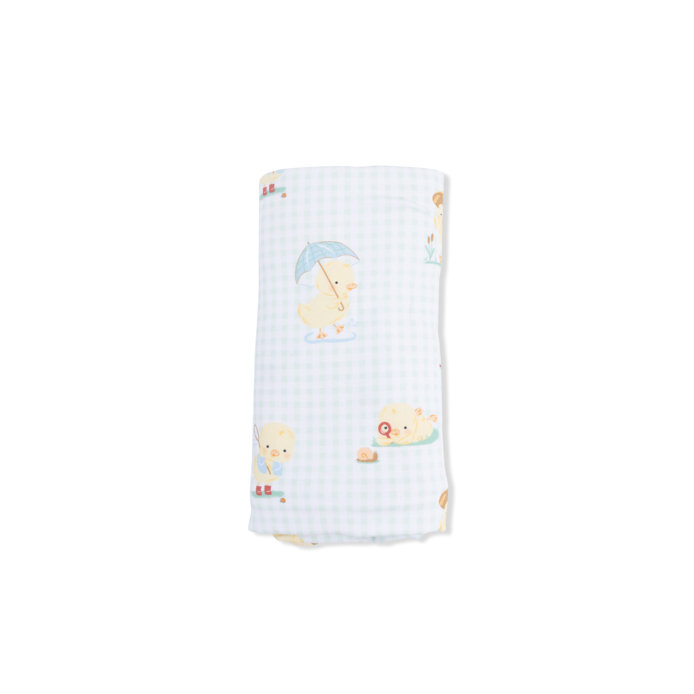 Vintage Spring Ducklings Green - Swaddle Blanket
