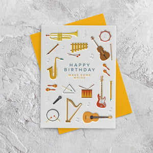 Music Birthday Letterpress Style Card